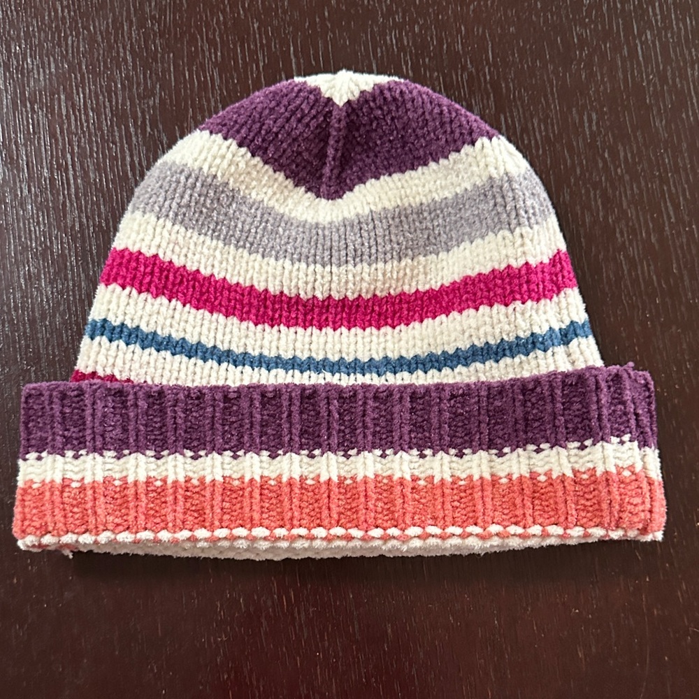 Colorful striped beanie hat